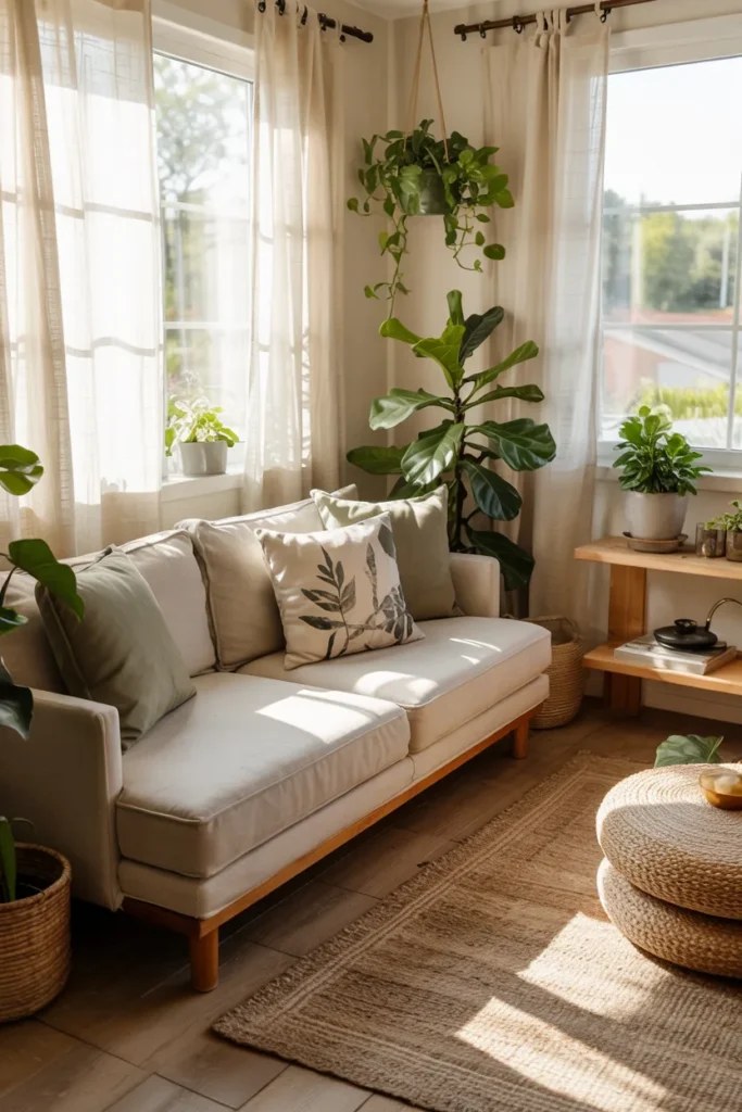 Minimalist decor elements in a modern summer living room