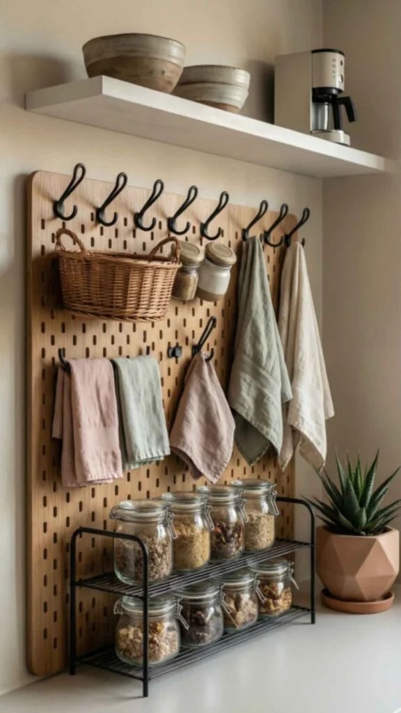 Chic small pantry ideas with glass containers and labels