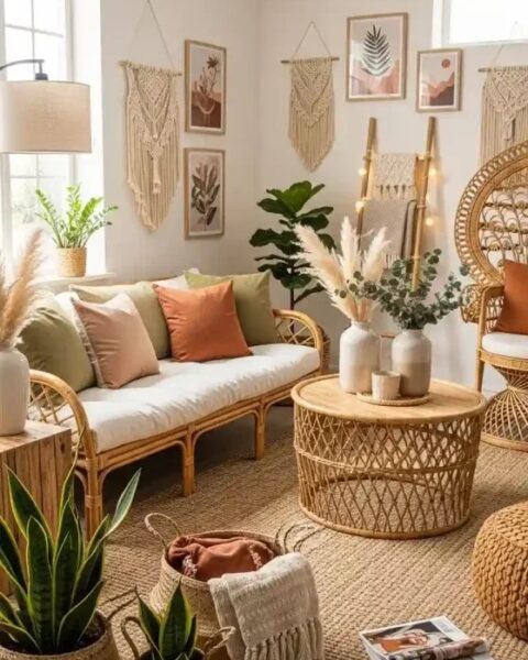 Transform Your Space with 20 Earth Tone Living Room Ideas for a Cozy Boho Aesthetic