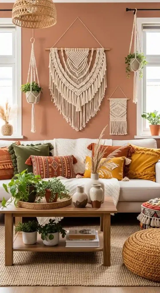 Array of mixed pillows in different earthy tones.