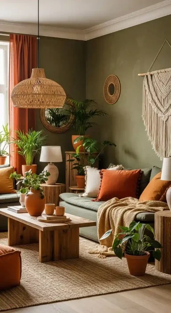 Vintage textiles adding character and warmth to space.