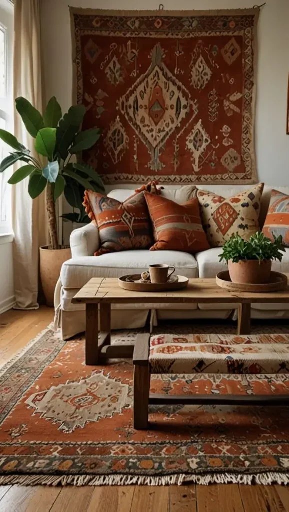 Curated accents adding layers to a living space.