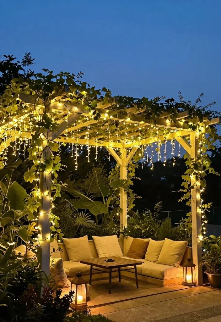 Minimalist pergola providing shade for a serene outdoor experience.