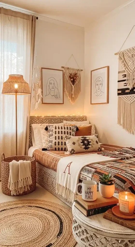 Personalized Boho Bedroom Decor with Unique Wall Art and Accents