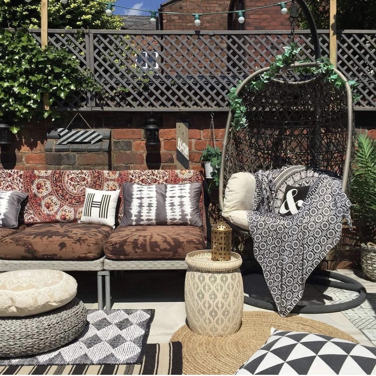 Colorful throw pillows inviting relaxation in outdoors