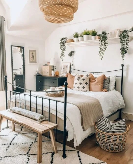 Macramé accents bringing a touch of craftsmanship to boho design.