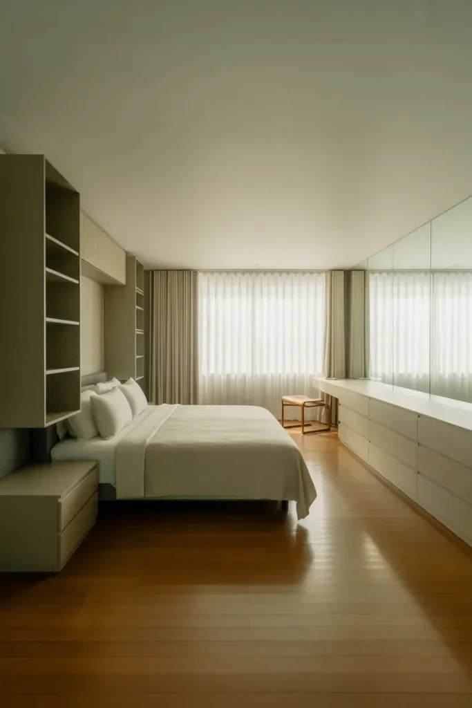 Bold accent wall enhancing the character of a bedroom.