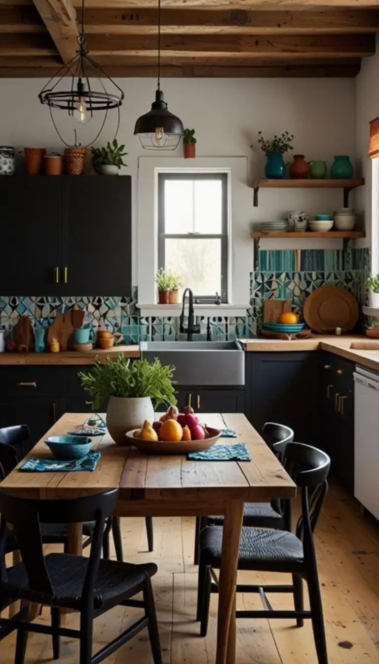 Glamorous black and gold finishes in modern kitchen design.