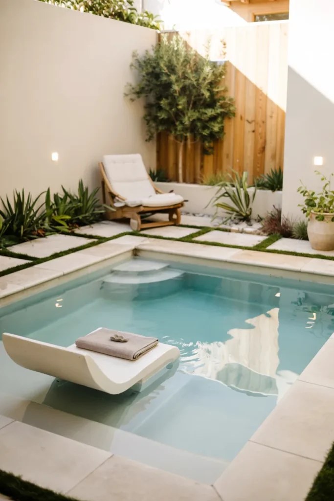 Luxurious small plunge pool ideas integrated into a patio design