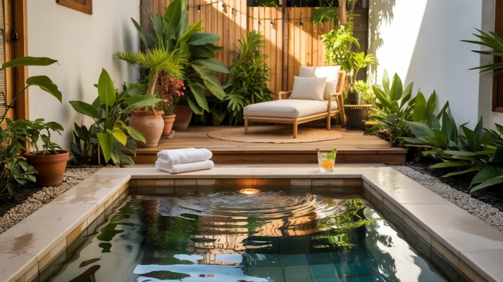 Cozy backyard with small plunge pool ideas for relaxation